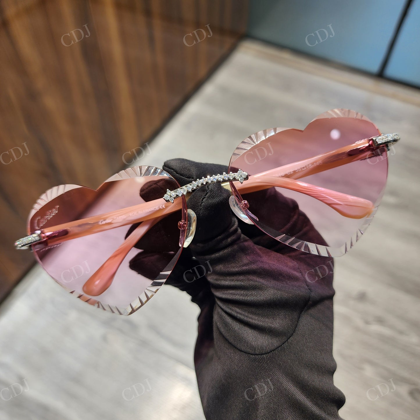 Pink Heart Shape Moissanite Sunglasses