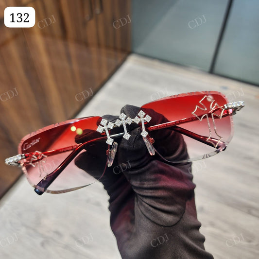 Luxury Hip Hop Female Red Cross SunGlasses