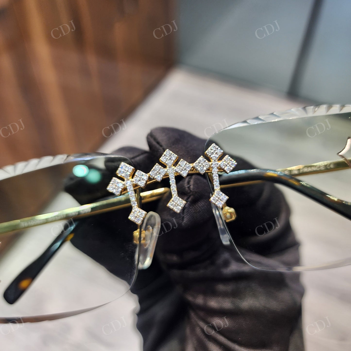 Light Green Cross Moissanite Sunglasses