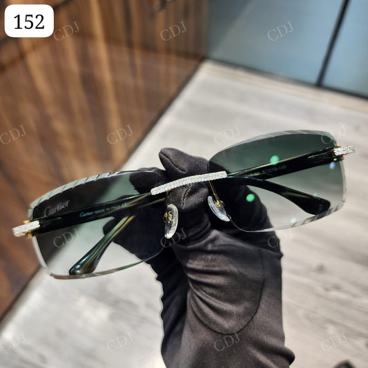 Hip Hop Moissanite Green Shades Sunglasses