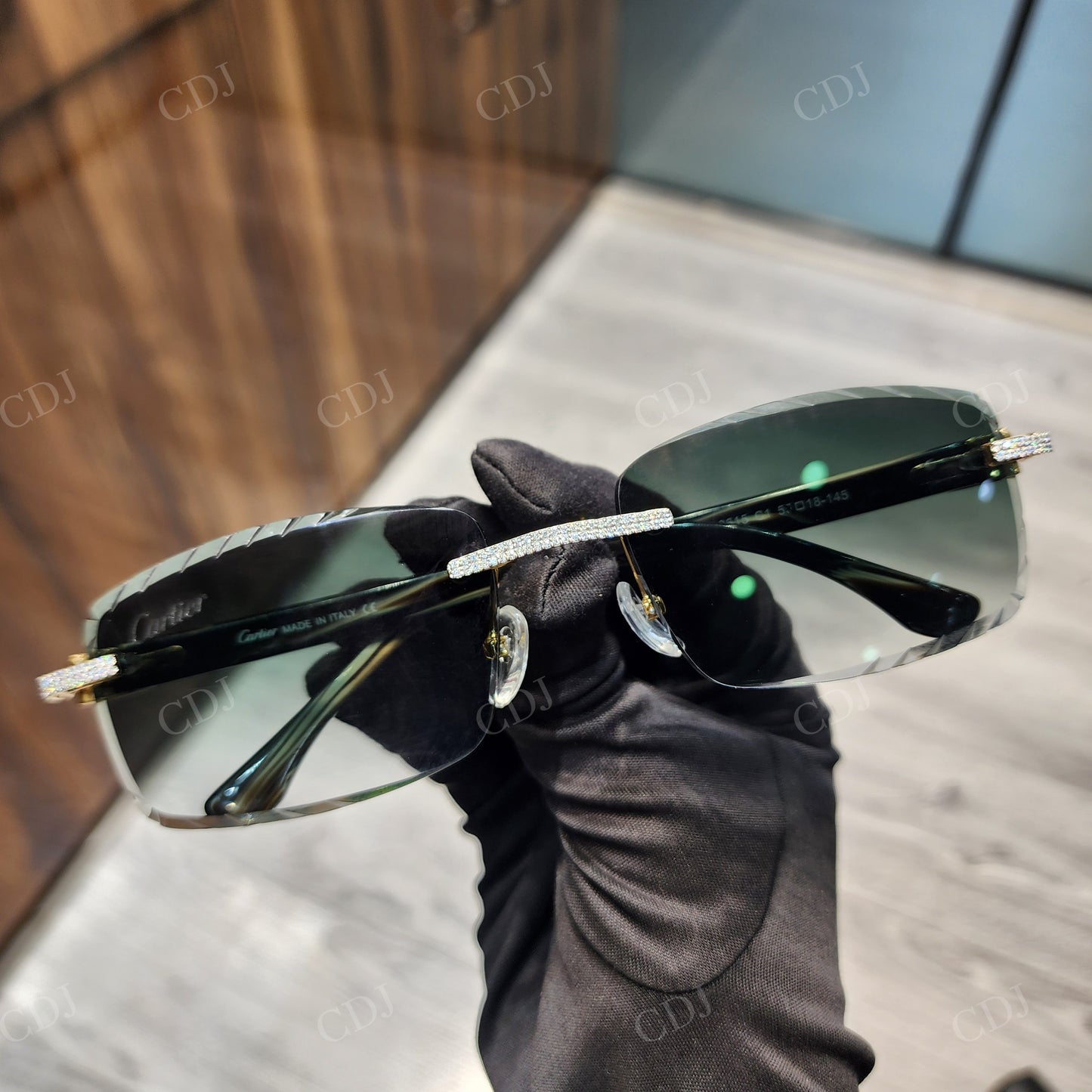 Hip Hop Moissanite Green Shades Sunglasses