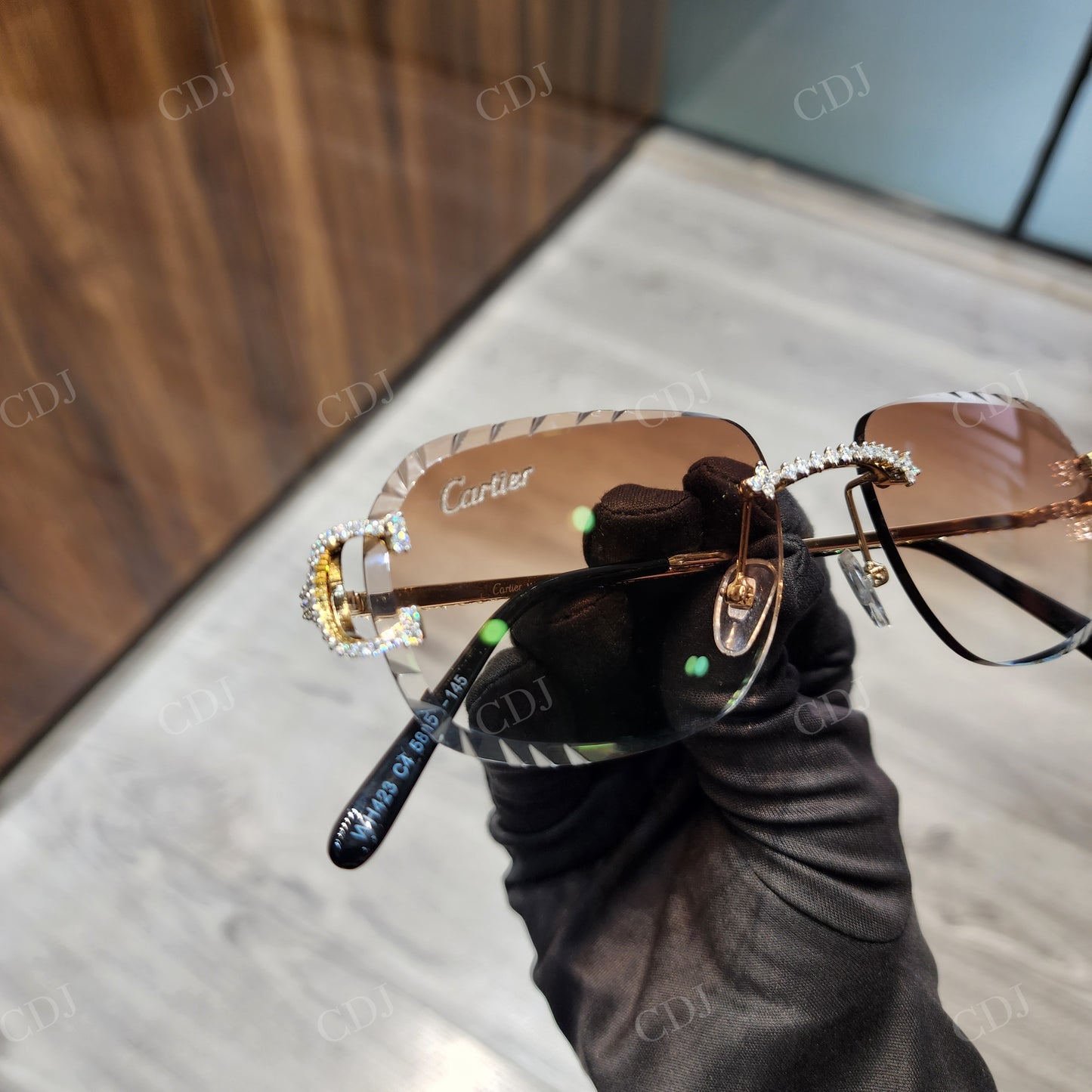 VVS Moissanite Brown Lens Sunglasses For Men