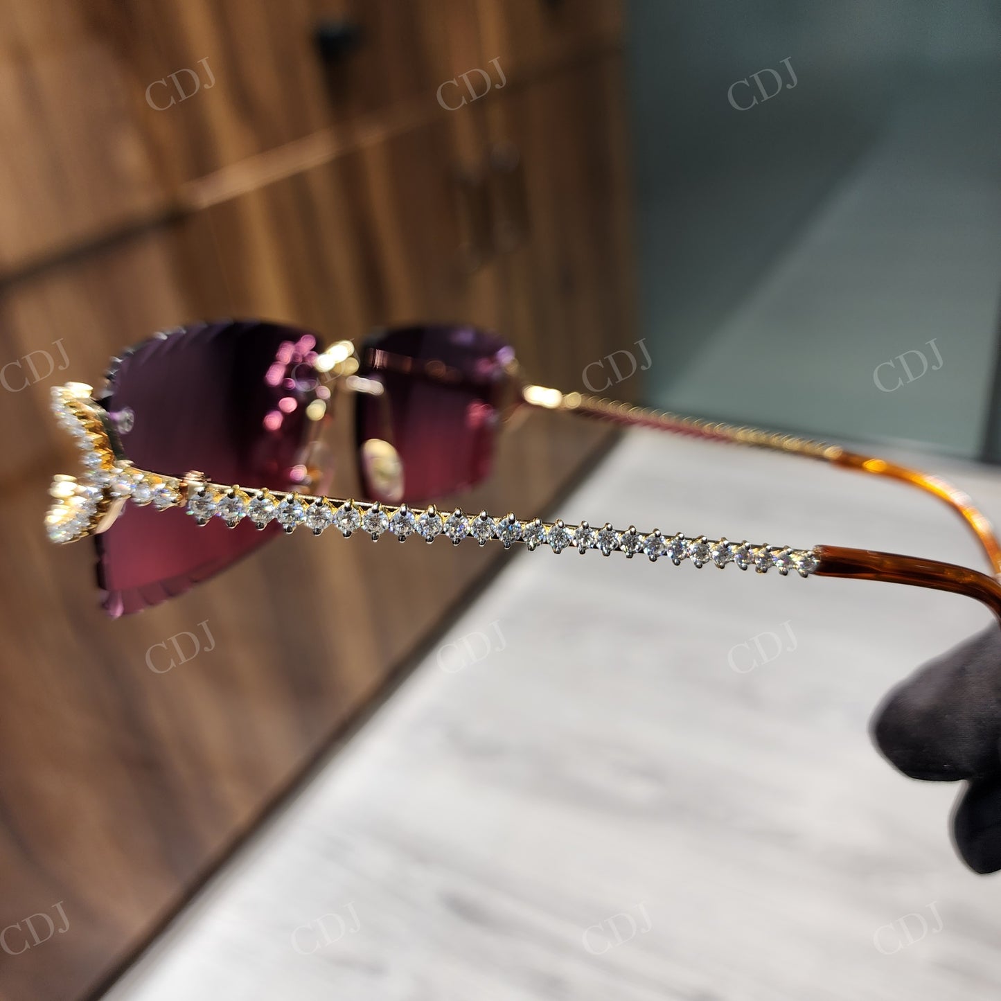 Fully Iced Cross Pink Shades Moissanite Sunglasses