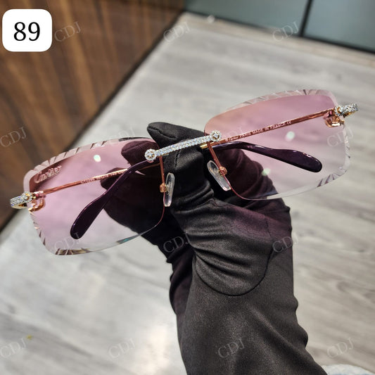 Luxurious Pink Frame VVS Moissanite Sunglasses