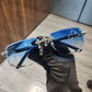 Blue glass Cross Moissanite Sunglasses