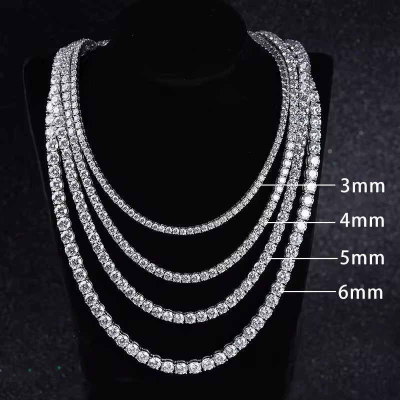 5MM VVS Moissanite Diamond Silver Tennis Chain