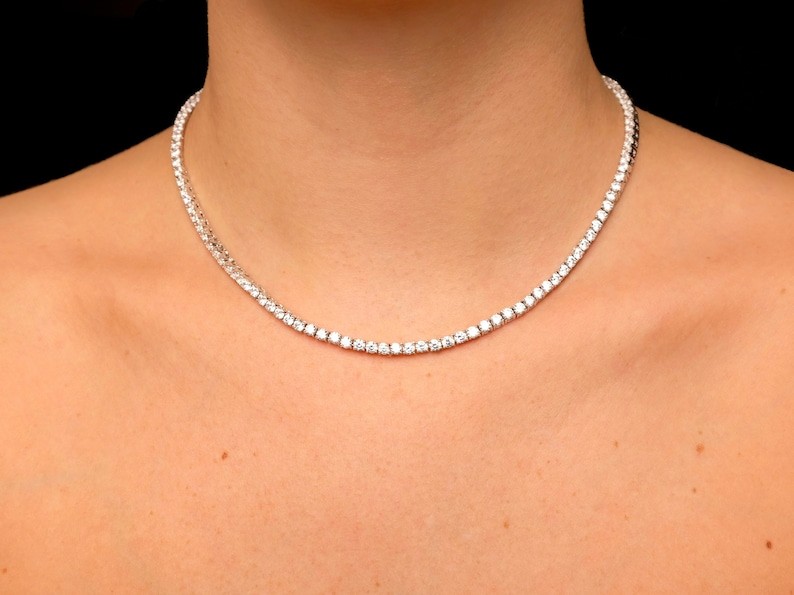 2MM Colorless Moissanite Diamond Sterling Silver Hip Hop Tennis Chain